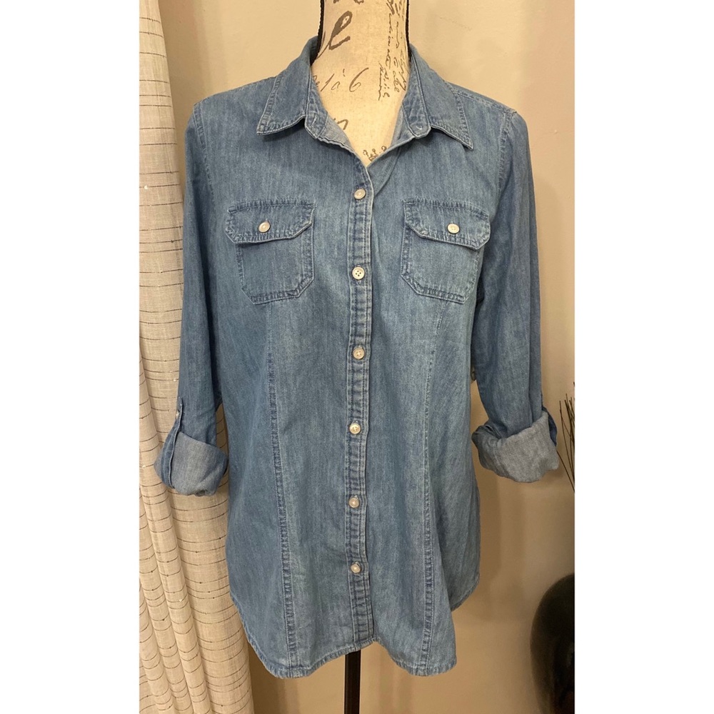 Charter Club Button Down Jean Shirt Size 10
